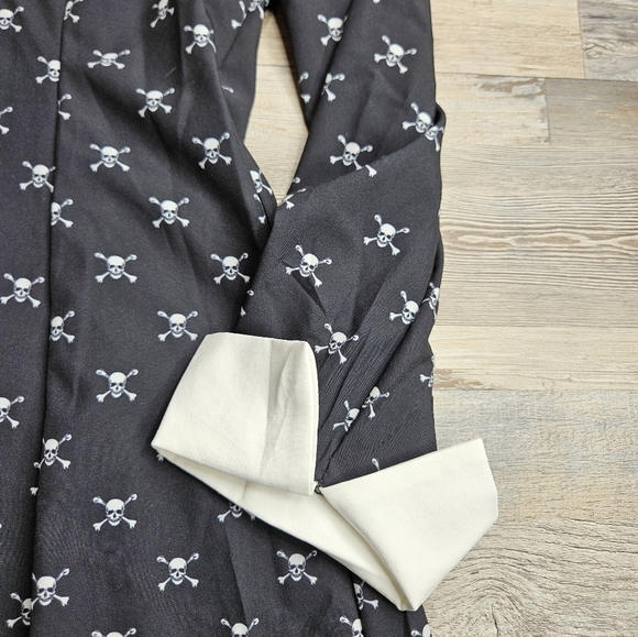 HALLOWEEN - Wednesday Adam's Costume Small Black Dress White collar skulls - Picture 3 of 8